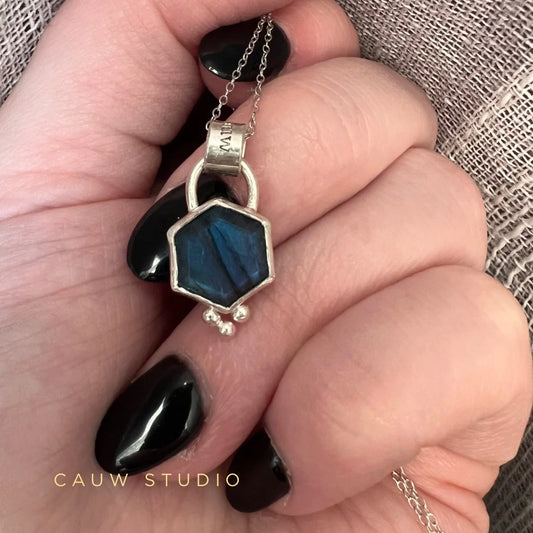 labradorite hexagon necklace
